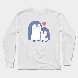 Cartoon Cute Penguin Family Art Long Sleeve T-Shirt